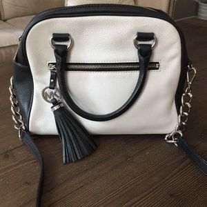 Michael Kors Black & White Bowling Satchel
